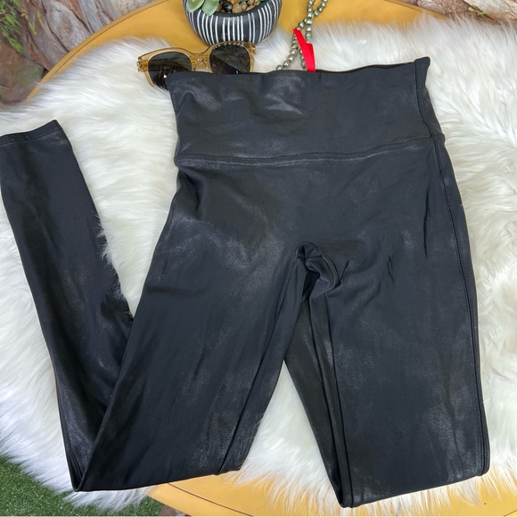 SPANX Black Leggings with Sueded Finish, M - Picture 2 of 8